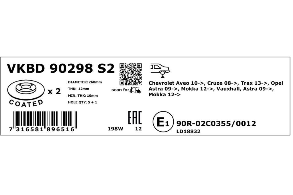 Disques de frein SKF VKBD 90298 S2